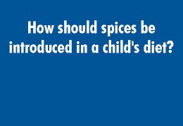 How should spices be introduced in a child's diet?
